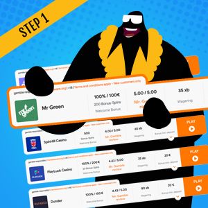 Player picking the best casino bonus from a comparison list